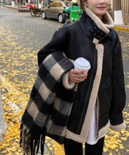 パイピングフェイクムートンボアブルゾン（ムートンコート）｜paravion（パラビオン）