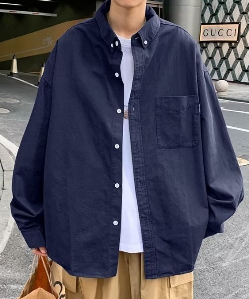 link lot(リンクロット)の「ワンポイントボタンダウンシャツ(シャツ/ブラウス・メンズ・ネイビー/サックスブルー・M/L)」の4枚目の写真