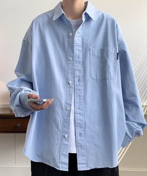 link lot(リンクロット)の「ワンポイントボタンダウンシャツ(シャツ/ブラウス・メンズ・ネイビー/サックスブルー・M/L)」の14枚目の写真