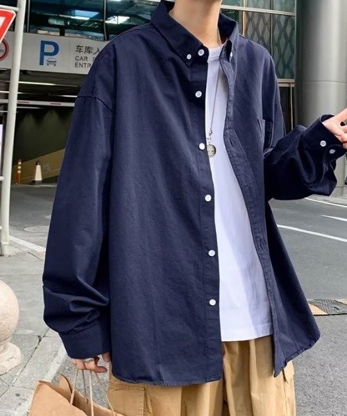 link lot(リンクロット)の「ワンポイントボタンダウンシャツ(シャツ/ブラウス・メンズ・ネイビー/サックスブルー・M/L)」の8枚目の写真