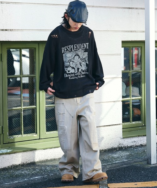 WEGO(ウィゴー)の「WEGO/ダブルニーダメージデニムパンツ(デニムパンツ・メンズ・スカイブルー/ブラック系3/ベージュ・MEDIUM/LARGE)」の8枚目の写真