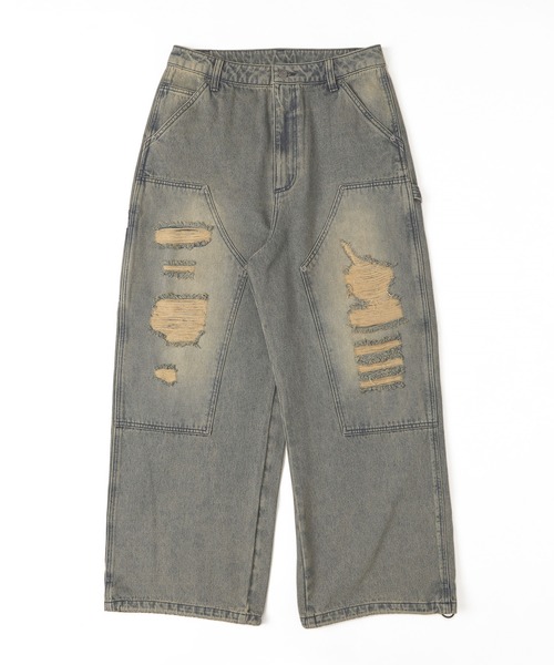 WEGO(ウィゴー)の「WEGO/ダブルニーダメージデニムパンツ(デニムパンツ・メンズ・スカイブルー/ブラック系3/ベージュ・MEDIUM/LARGE)」の10枚目の写真