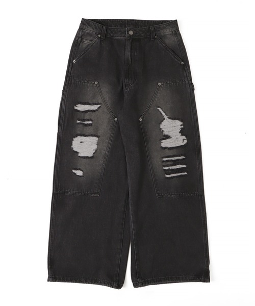 WEGO(ウィゴー)の「WEGO/ダブルニーダメージデニムパンツ(デニムパンツ・メンズ・スカイブルー/ブラック系3/ベージュ・MEDIUM/LARGE)」の11枚目の写真