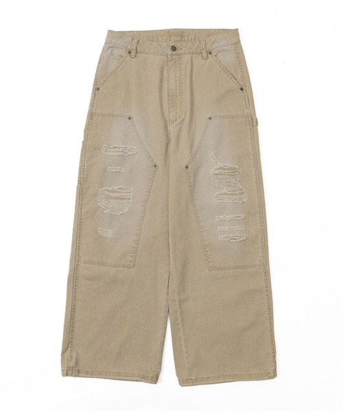 WEGO(ウィゴー)の「WEGO/ダブルニーダメージデニムパンツ(デニムパンツ・メンズ・スカイブルー/ブラック系3/ベージュ・MEDIUM/LARGE)」の9枚目の写真