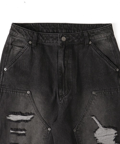 WEGO(ウィゴー)の「WEGO/ダブルニーダメージデニムパンツ(デニムパンツ・メンズ・スカイブルー/ブラック系3/ベージュ・MEDIUM/LARGE)」の14枚目の写真