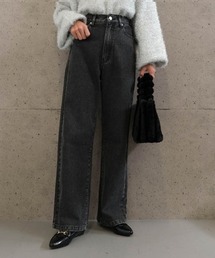 aquagarage | デニムハイウエストセミワイドパンツ(デニムパンツ)