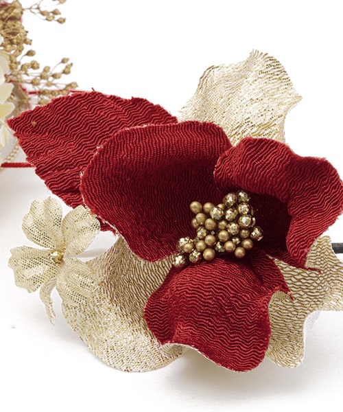 SOUBIEN（ソウビエン）の「flower髪飾り2点セット（和装小物・レディース・レッド系/ゴールド系・FREE）」の5枚目の写真