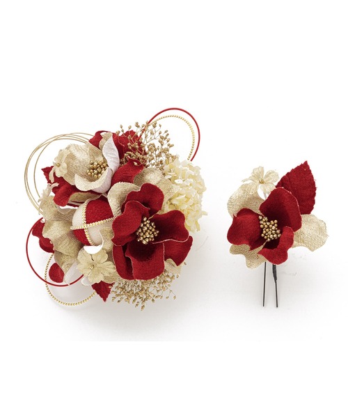 SOUBIEN（ソウビエン）の「flower髪飾り2点セット（和装小物・レディース・レッド系/ゴールド系・FREE）」の7枚目の写真