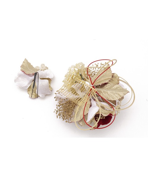 SOUBIEN（ソウビエン）の「flower髪飾り2点セット（和装小物・レディース・レッド系/ゴールド系・FREE）」の8枚目の写真