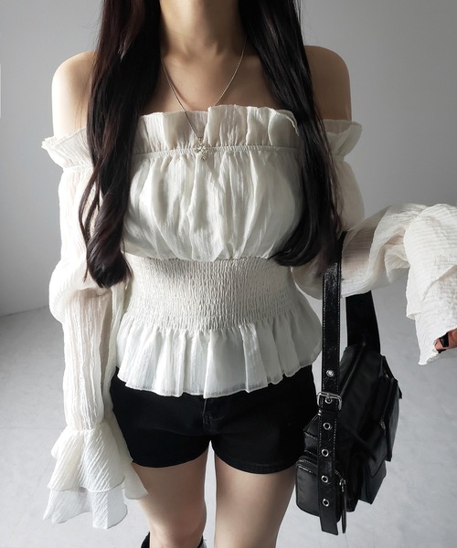 Me♡shéller 2wayオフショルフリルブラウス Me様専用♡shéller 2wayオフショルフリルブラウス - メルカリ