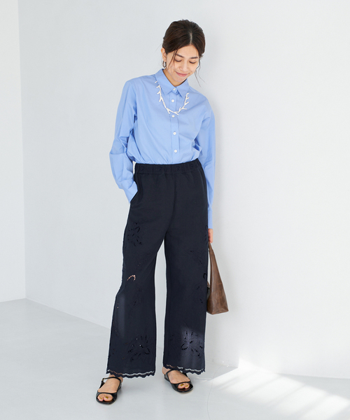 イエナ　レース　パンツ コットンリネンカットワークレース イージーパンツ（その他