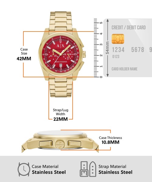 ARMANI EXCHANGE（アルマーニエクスチェンジ）の「アルマーニ・エクスチェンジ 腕時計 メンズ アナログ ステンレス AX2863（アナログ腕時計・メンズ・GOLD・FREE）」の7枚目の写真