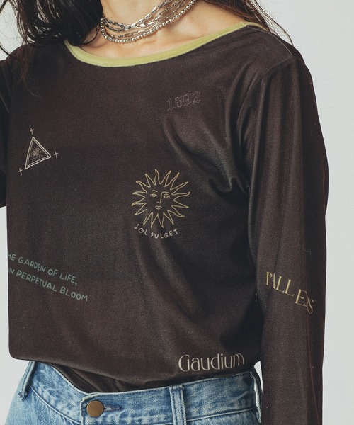 ROSE BUD（ローズバッド）の「SHEER VELOUR L/S TEE（Tシャツ/カットソー・レディース・ホワイト/グレー/ブラウン・ONE SIZE）」の15枚目の写真