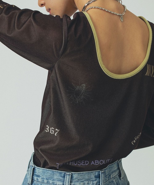 ROSE BUD（ローズバッド）の「SHEER VELOUR L/S TEE（Tシャツ/カットソー・レディース・ホワイト/グレー/ブラウン・ONE SIZE）」の22枚目の写真