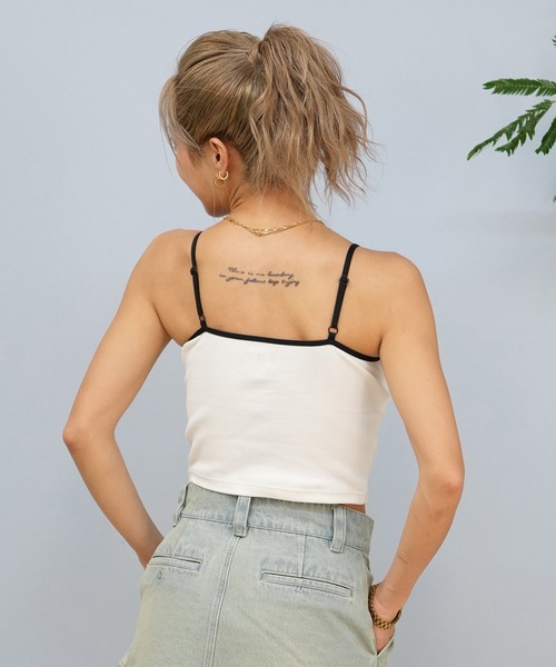 NEW ERA（ニューエラ）の「NEW ERA/ニューエラ カップ付き/ショート丈/リブキャミソール 14670921/14391913/14391915（キャミソール・レディース・ブラック/ホワイト/アイボリー・M/S）」の6枚目の写真