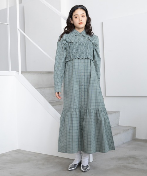 セール】リボンビスチェ/ネクタイセットシャツワンピース（シャツ