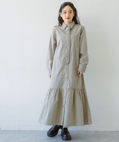 RAGEBLUE（レイジブルー）の「リボンビスチェ/ネクタイセットシャツワンピース（シャツワンピース・レディース・ベージュ系2/ベージュ系3/ブルー系3/ブルー系4・FREE）」の11枚目の写真