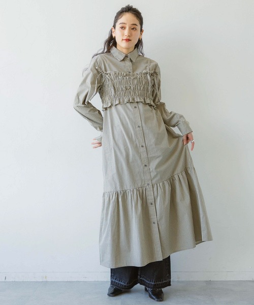 RAGEBLUE（レイジブルー）の「リボンビスチェ/ネクタイセットシャツワンピース（シャツワンピース・レディース・ベージュ系2/ベージュ系3/ブルー系3/ブルー系4・FREE）」の6枚目の写真