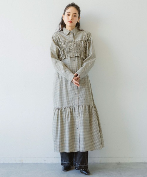 RAGEBLUE（レイジブルー）の「リボンビスチェ/ネクタイセットシャツワンピース（シャツワンピース・レディース・ベージュ系2/ベージュ系3/ブルー系3/ブルー系4・FREE）」の7枚目の写真