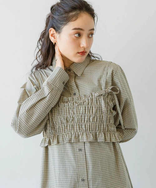 RAGEBLUE（レイジブルー）の「リボンビスチェ/ネクタイセットシャツワンピース（シャツワンピース・レディース・ベージュ系2/ベージュ系3/ブルー系3/ブルー系4・FREE）」の9枚目の写真