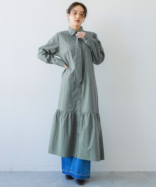 RAGEBLUE（レイジブルー）の「リボンビスチェ/ネクタイセットシャツワンピース（シャツワンピース・レディース・ベージュ系2/ベージュ系3/ブルー系3/ブルー系4・FREE）」の22枚目の写真