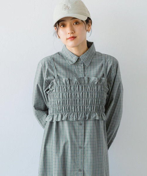 RAGEBLUE（レイジブルー）の「リボンビスチェ/ネクタイセットシャツワンピース（シャツワンピース・レディース・ベージュ系2/ベージュ系3/ブルー系3/ブルー系4・FREE）」の18枚目の写真