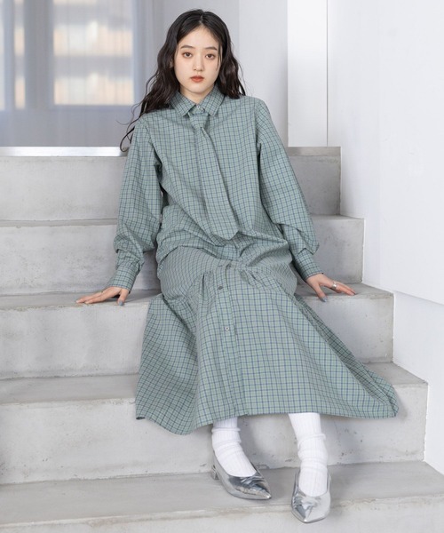 セール】リボンビスチェ/ネクタイセットシャツワンピース（シャツ