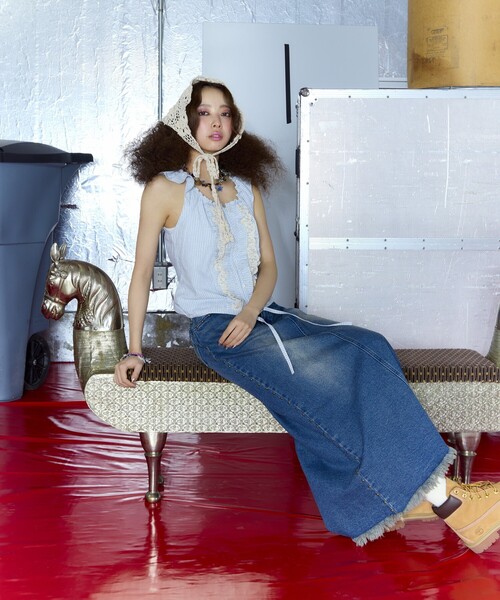 FREAK'S STORE（フリークスストア）の「NAUTICA JEANS CO./ノーティカジーンズ スタッズデニムマーメイドスカート（デニムスカート・レディース・カモフラージュ/サックスブルー・SMALL/MEDIUM）」の7枚目の写真