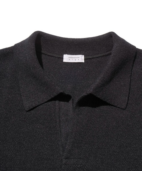 crepuscule(クレプスキュール)の「crepuscule Moss Stitch Polo (2501-011)(ポロシャツ・メンズ・ブラック/グレー・0/1/2)」の7枚目の写真