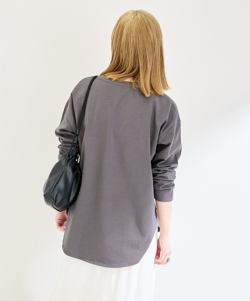 B.C STOCK（ベーセーストック）の「裾スリットロンTEE（Tシャツ/カットソー・レディース・ブラック系その他/チャコールグレー/ホワイト・FREE）」の19枚目の写真