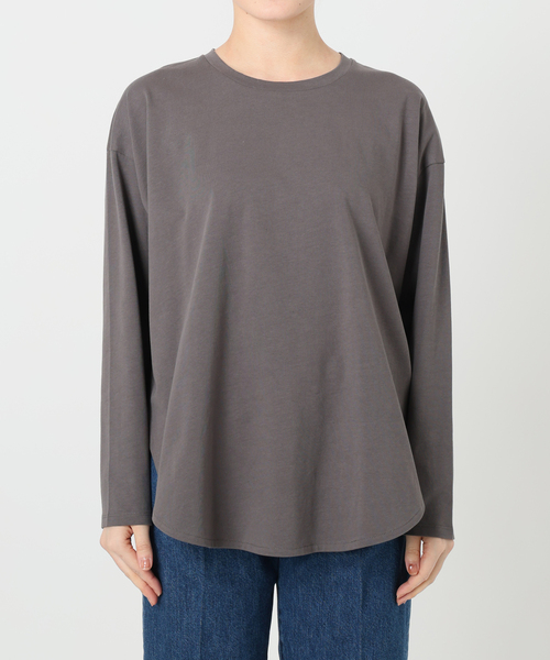 B.C STOCK（ベーセーストック）の「裾スリットロンTEE（Tシャツ/カットソー・レディース・ブラック系その他/チャコールグレー/ホワイト・FREE）」の4枚目の写真