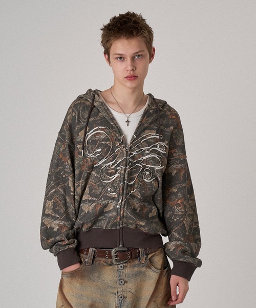セール】ASSORT HEART DESIGN DOUBLE ZIP HOODIE/アソートハート