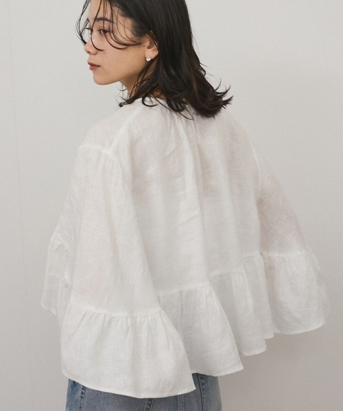 WEB限定】ヨーロピアンフラックスリネンフリルブラウス（シャツ