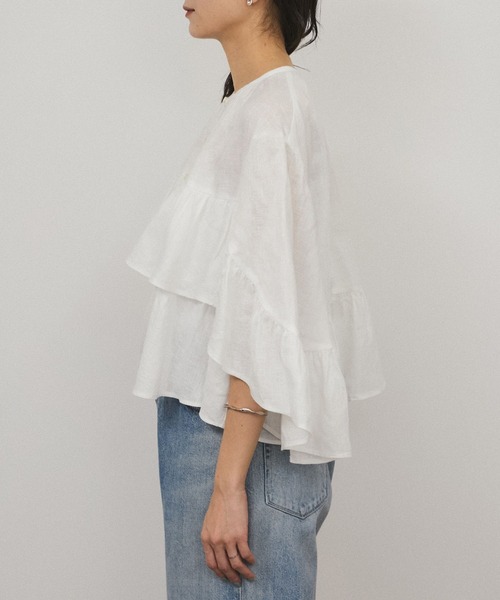 WEB限定】ヨーロピアンフラックスリネンフリルブラウス（シャツ