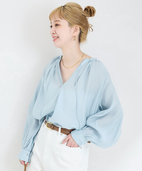 shalomclubトップス　NJS ヘリン着用 Cotton Stripe Jacquard Long Sleeve Blouse | Pasand by ne