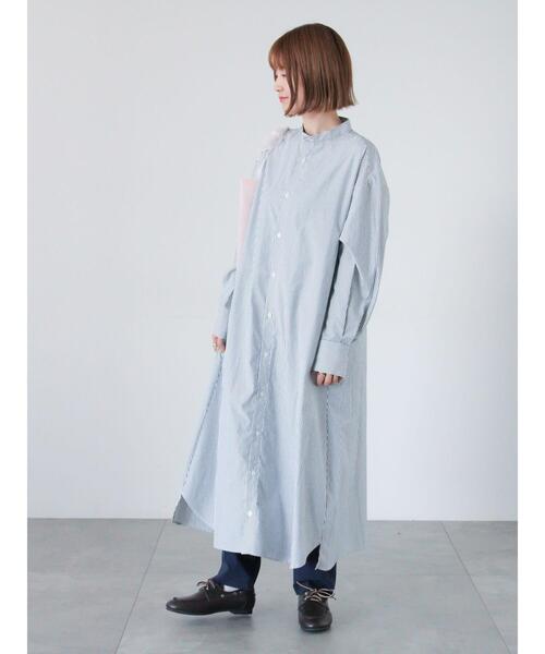 Lugnoncure（ルノンキュール）の「【イージーケア】バンドカラーシャツワンピース（ワンピース・レディース・ネイビー/ブラック/オフホワイト・F）」の3枚目の写真