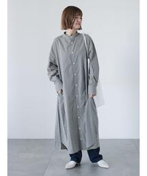 Lugnoncure | 【イージーケア】バンドカラーシャツワンピース(ワンピース)