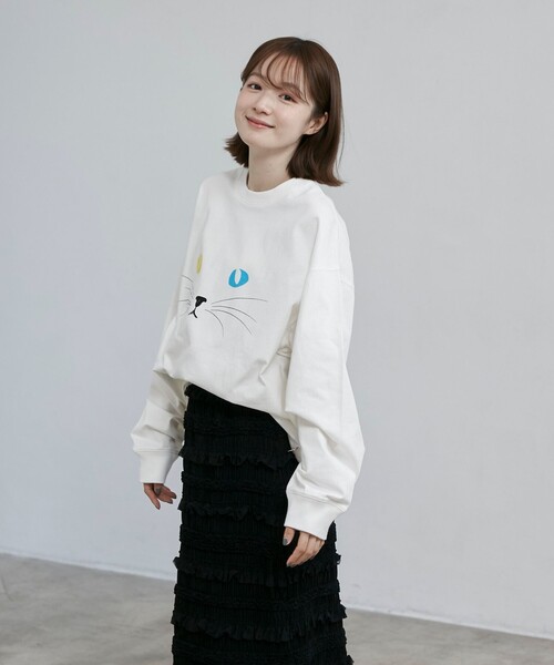 coen(コーエン)の「【CAT TEE/アニマルプリント】ロングスリーブTシャツ(Tシャツ/カットソー・メンズ・ホワイト/ブラック・M/XL/L)」の7枚目の写真