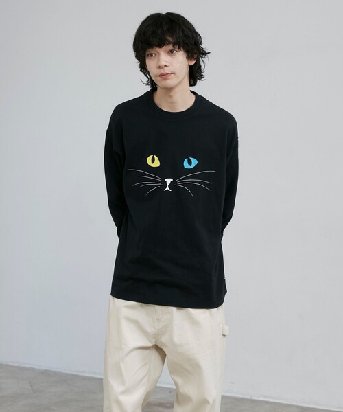coen(コーエン)の「【CAT TEE/アニマルプリント】ロングスリーブTシャツ(Tシャツ/カットソー・メンズ・ホワイト/ブラック・M/XL/L)」の9枚目の写真