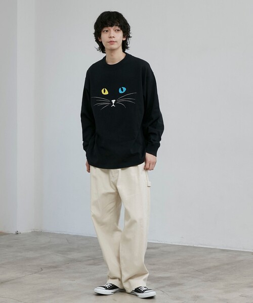 coen(コーエン)の「【CAT TEE/アニマルプリント】ロングスリーブTシャツ(Tシャツ/カットソー・メンズ・ホワイト/ブラック・M/XL/L)」の12枚目の写真