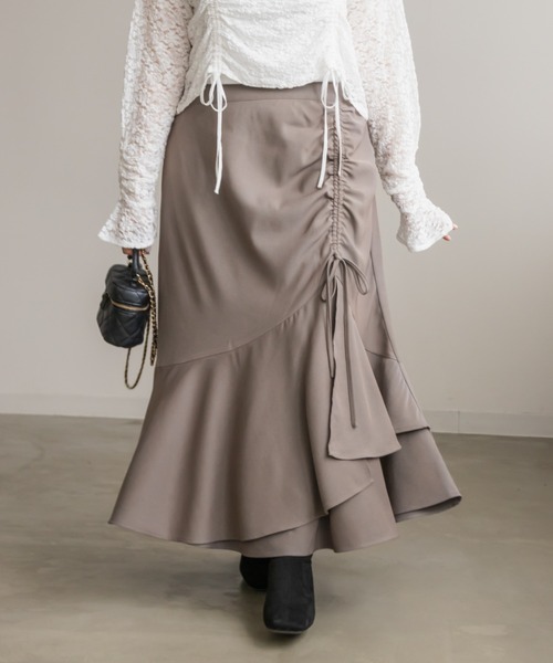 CLETTE(クレット)の「ドロストマーメイドスカート(スカート・レディース・グレイッシュベージュ/ブラック・4L/3L/LL)」の2枚目の写真