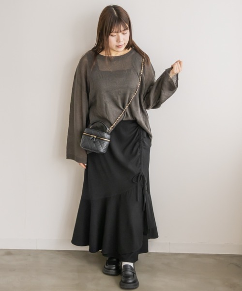 CLETTE(クレット)の「ドロストマーメイドスカート(スカート・レディース・グレイッシュベージュ/ブラック・4L/3L/LL)」の6枚目の写真