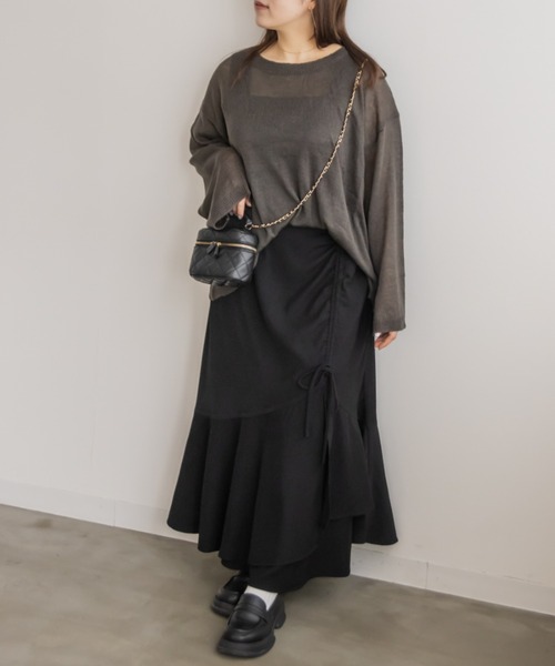 CLETTE(クレット)の「ドロストマーメイドスカート(スカート・レディース・グレイッシュベージュ/ブラック・4L/3L/LL)」の5枚目の写真