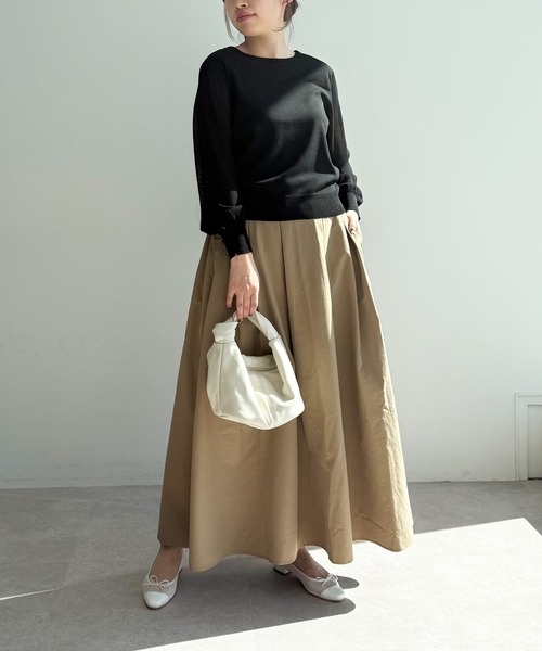 CROSS FUNCTION（クロスファンクション）の「《吸水速乾》エブ楽 イージータックサーキュラースカート【CF/クロスファンクション】（スカート・レディース・ベージュ/オフホワイト/ブラック・L/M/LL）」の9枚目の写真