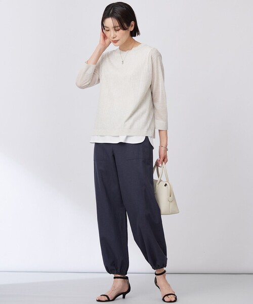 J.PRESS Ladies(J.プレス レディス)の「【WEB限定カラーあり・洗える】Vis/Peスパーク シアー ニット(ニット/セーター・レディース・アイボリー系/ブラウン系/サックスブルー系/ネイビー系・SMALL)」の8枚目の写真