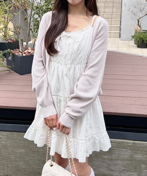 INGNI（イング）の「【WEB限定】レースティアードミニキャミワンピース（ワンピース・レディース・オフホワイト/ブラック/サックスブルー・M）」の4枚目の写真