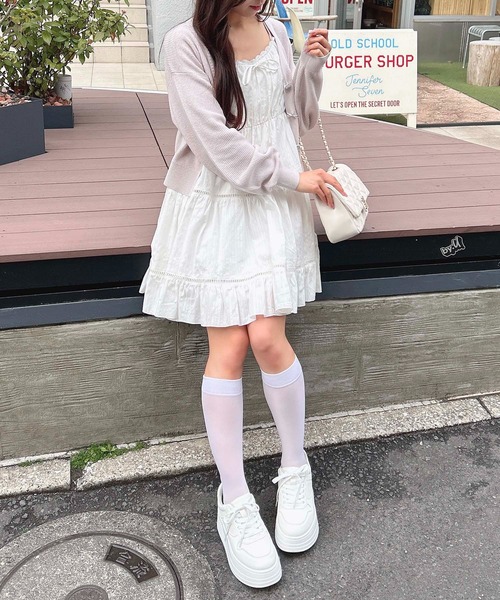 最終セール再々お値下げ★新品 ワンピース レース ミニ ホワイト セール】【WEB限定】レースティアードミニキャミワンピース
