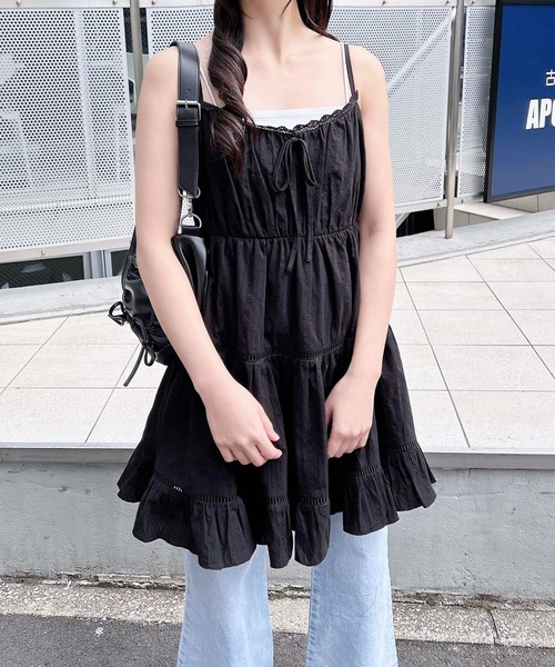 INGNI（イング）の「【WEB限定】レースティアードミニキャミワンピース（ワンピース・レディース・オフホワイト/ブラック/サックスブルー・M）」の18枚目の写真