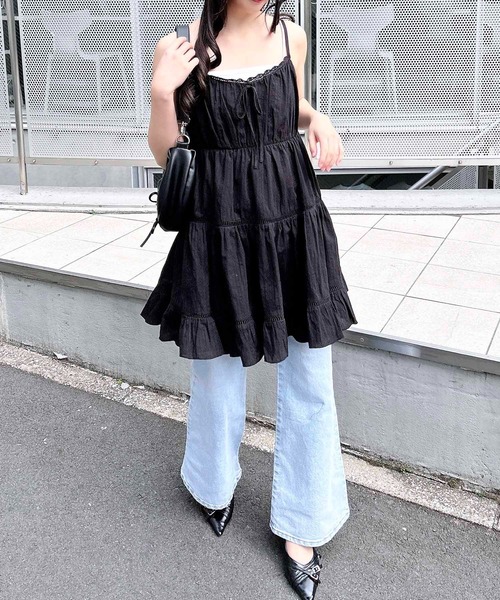 INGNI（イング）の「【WEB限定】レースティアードミニキャミワンピース（ワンピース・レディース・オフホワイト/ブラック/サックスブルー・M）」の21枚目の写真