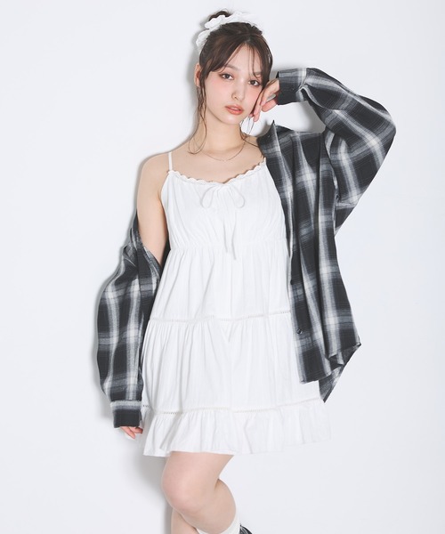 【大人気】SANDRO レース ティアードミニワンピース セール】【WEB限定】レースティアードミニキャミワンピース